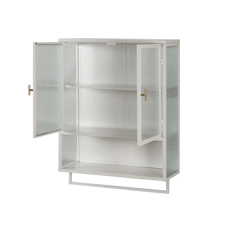 Modern Two-Door Wall Cabinet with Fluted Glass