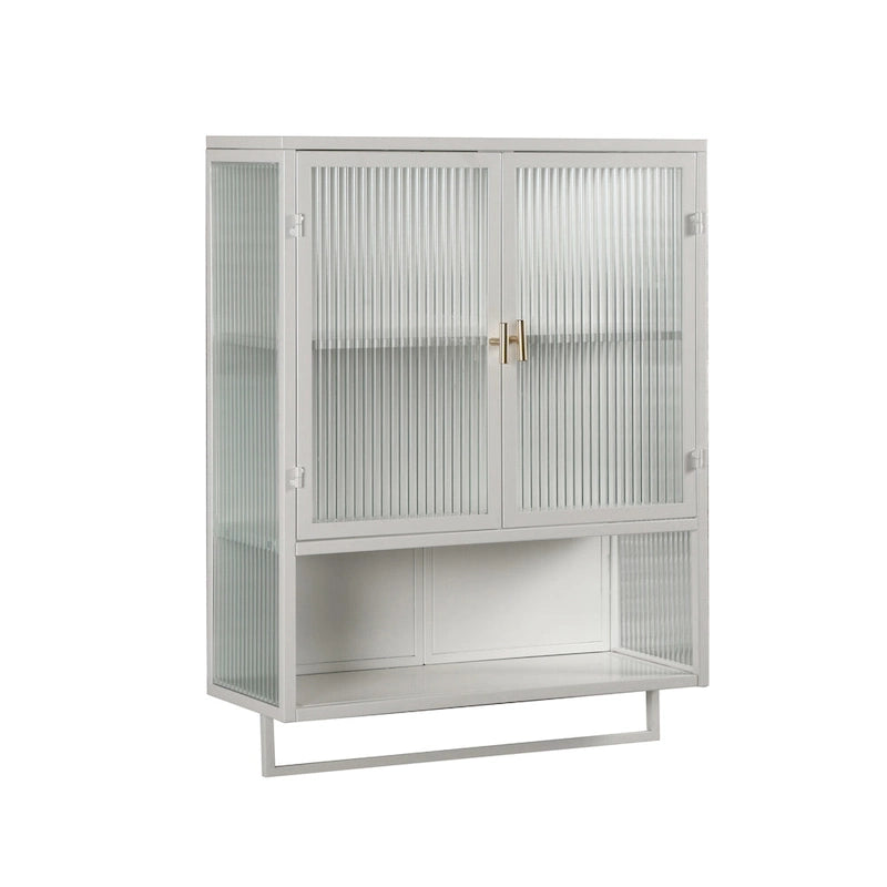 Modern Two-Door Wall Cabinet with Fluted Glass