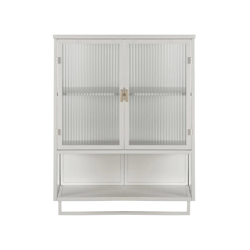 Modern Two-Door Wall Cabinet with Fluted Glass