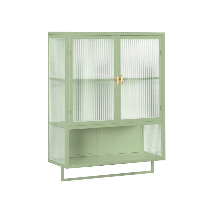 Modern Two-Door Wall Cabinet with Fluted Glass