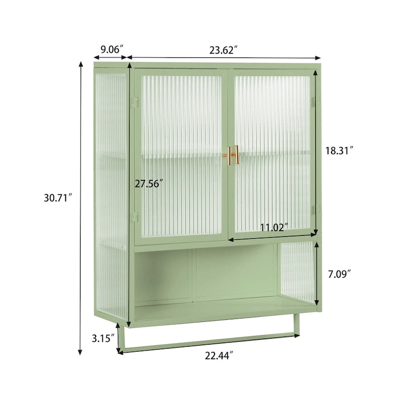 Modern Two-Door Wall Cabinet with Fluted Glass