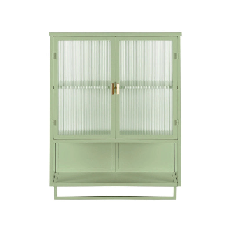 Modern Two-Door Wall Cabinet with Fluted Glass