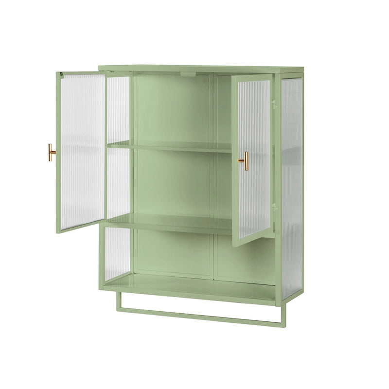 Modern Two-Door Wall Cabinet with Fluted Glass