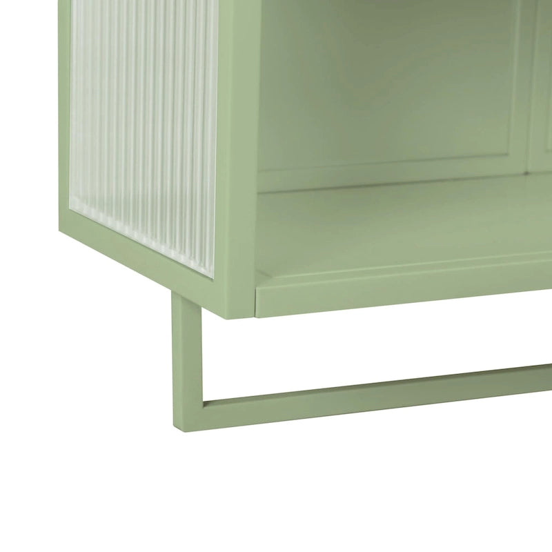 Modern Two-Door Wall Cabinet with Fluted Glass