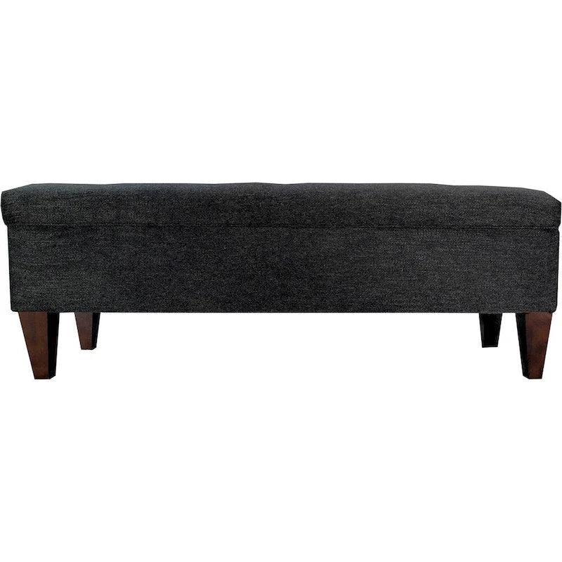 Charcoal Diamond-Tufted Upholstered Storage Bench Ottoman