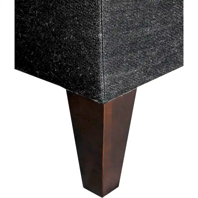 Charcoal Diamond-Tufted Upholstered Storage Bench Ottoman