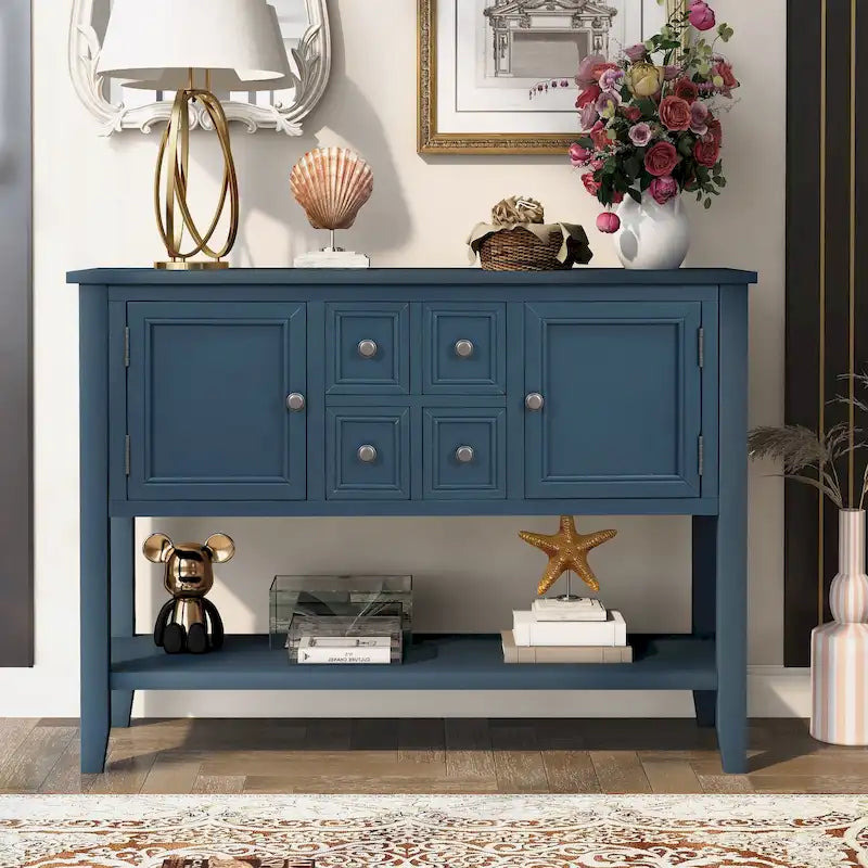 Wood Buffet Sideboard with Drawers and Bottom Shelf