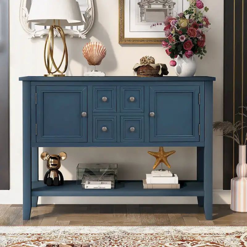 Wood Buffet Sideboard with Drawers and Bottom Shelf