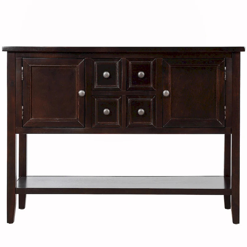 Wood Buffet Sideboard with Drawers and Bottom Shelf