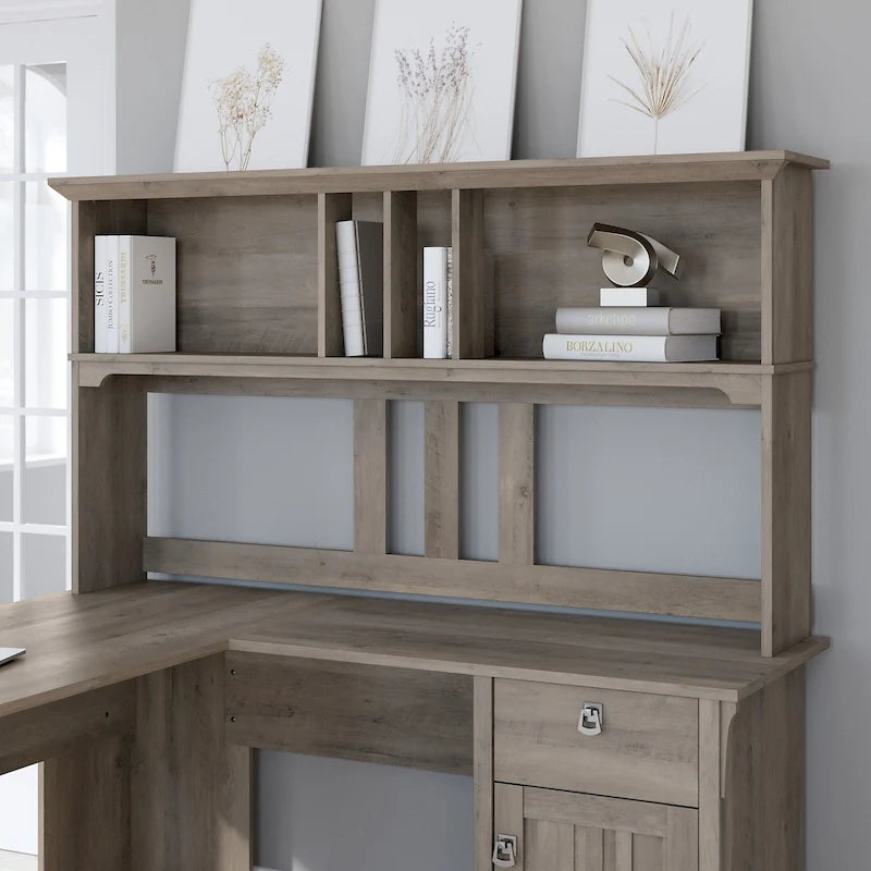 60-Inch Wood Desk Hutch with Open Storage