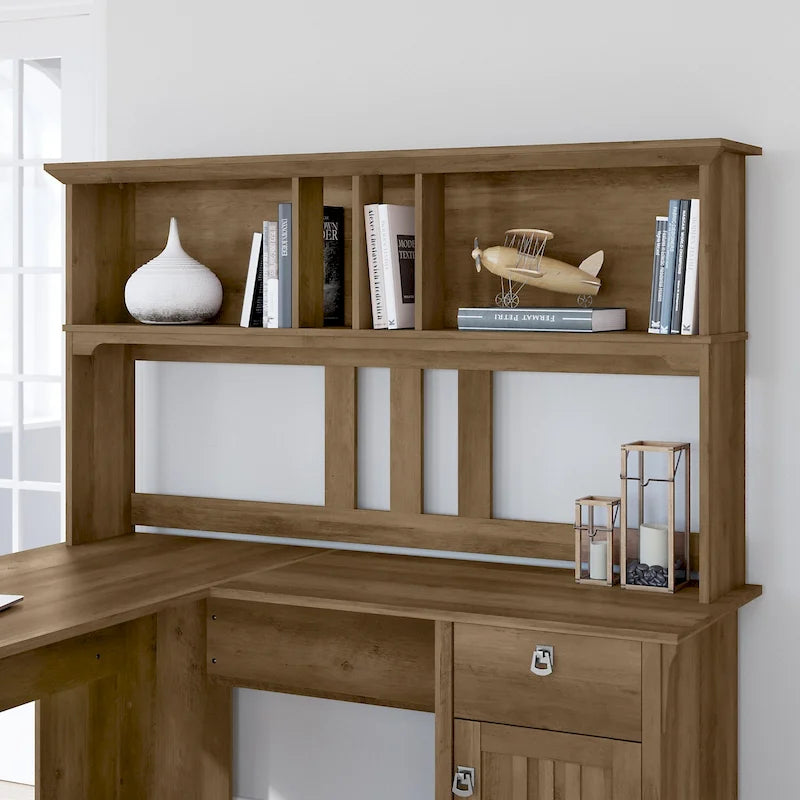 60-Inch Wood Desk Hutch with Open Storage