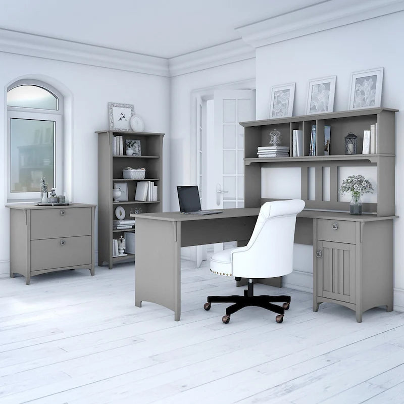 60-Inch Wood Desk Hutch with Open Storage