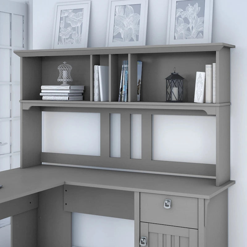 60-Inch Wood Desk Hutch with Open Storage
