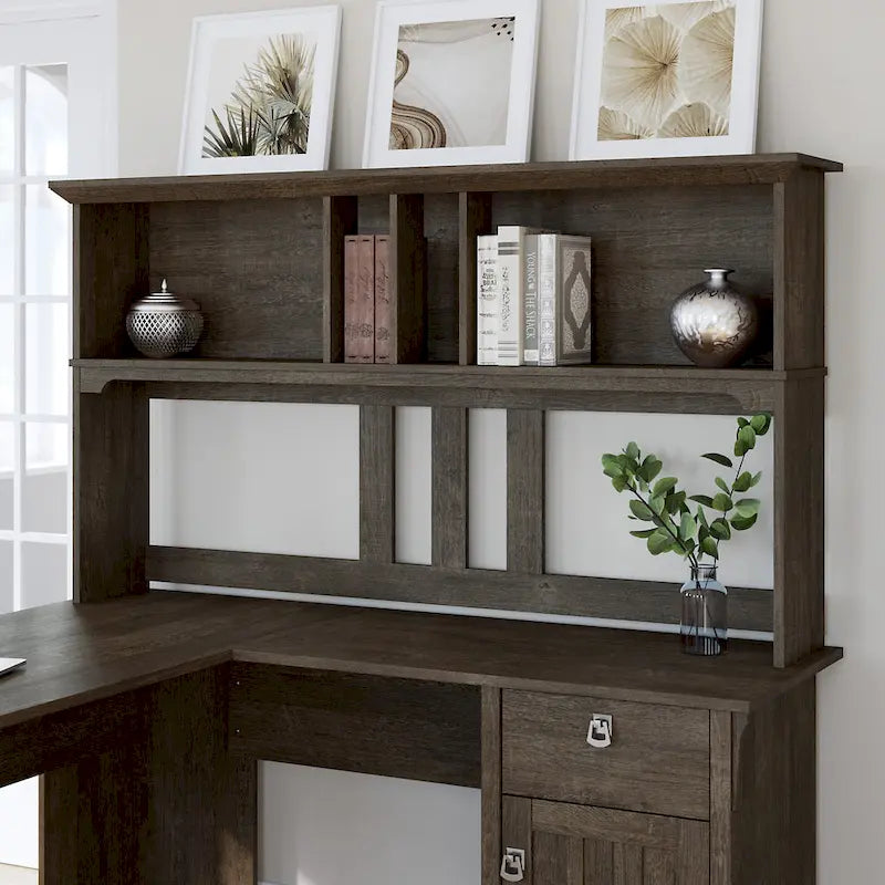 60-Inch Wood Desk Hutch with Open Storage