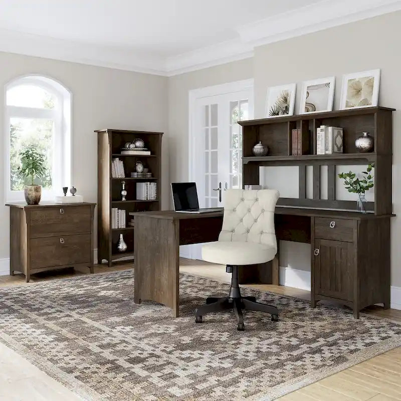 60-Inch Wood Desk Hutch with Open Storage