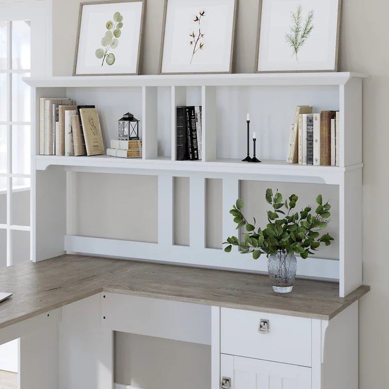 60-Inch Wood Desk Hutch with Open Storage