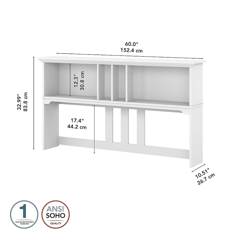 60-Inch Wood Desk Hutch with Open Storage
