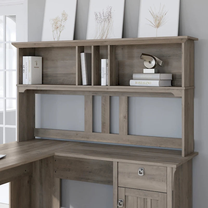 60-Inch Wood Desk Hutch with Open Storage