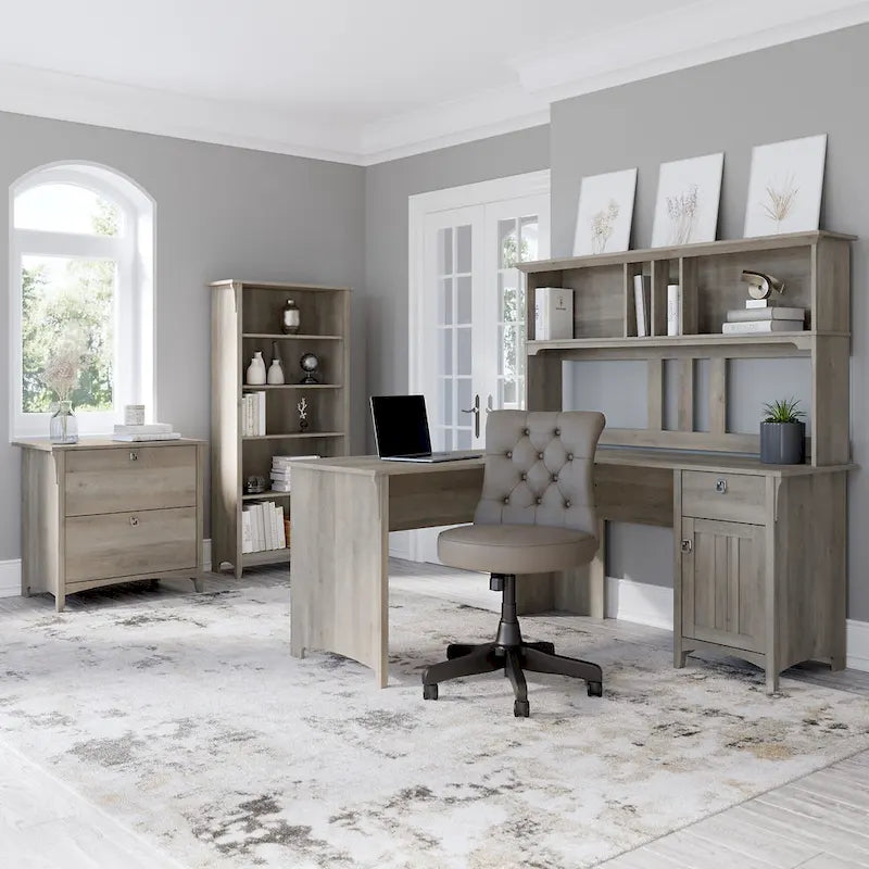 60-Inch Wood Desk Hutch with Open Storage