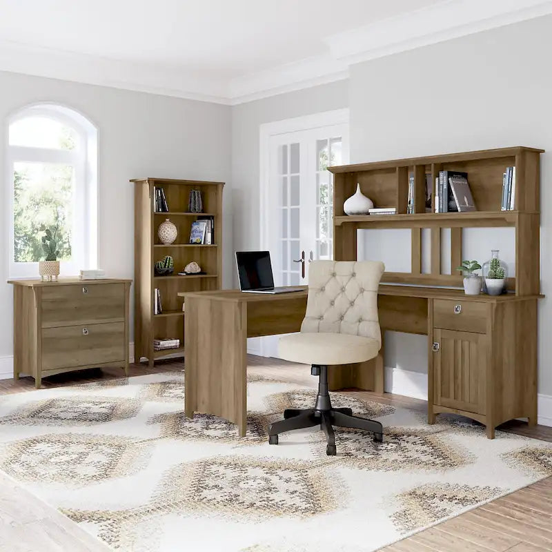 60-Inch Wood Desk Hutch with Open Storage
