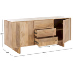 Natural Mango Wood Sideboard - 63 x 18 x 29 in