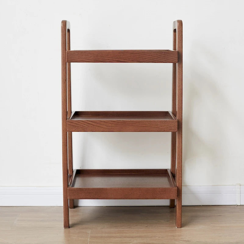 Wooden Storage Bench with Open Shelves