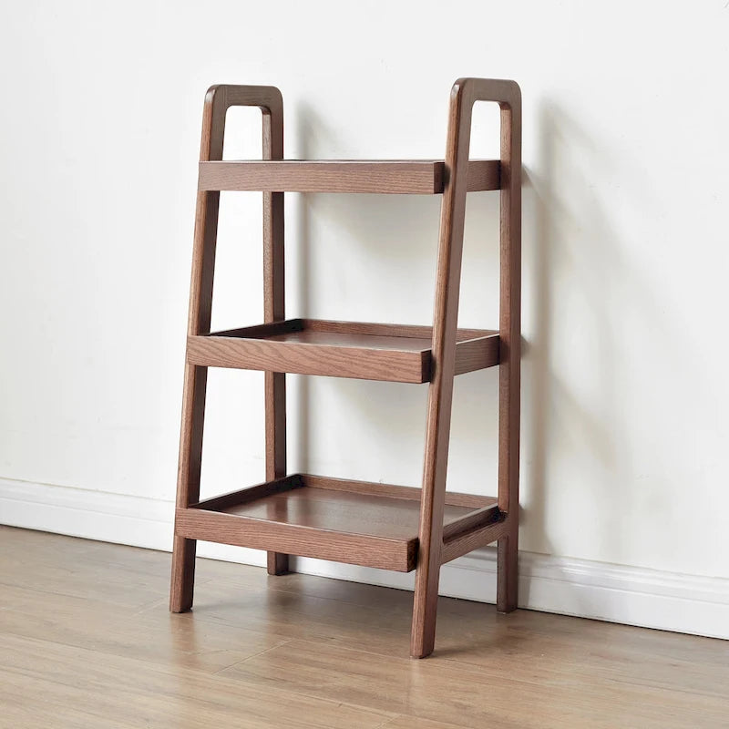 Wooden Storage Bench with Open Shelves