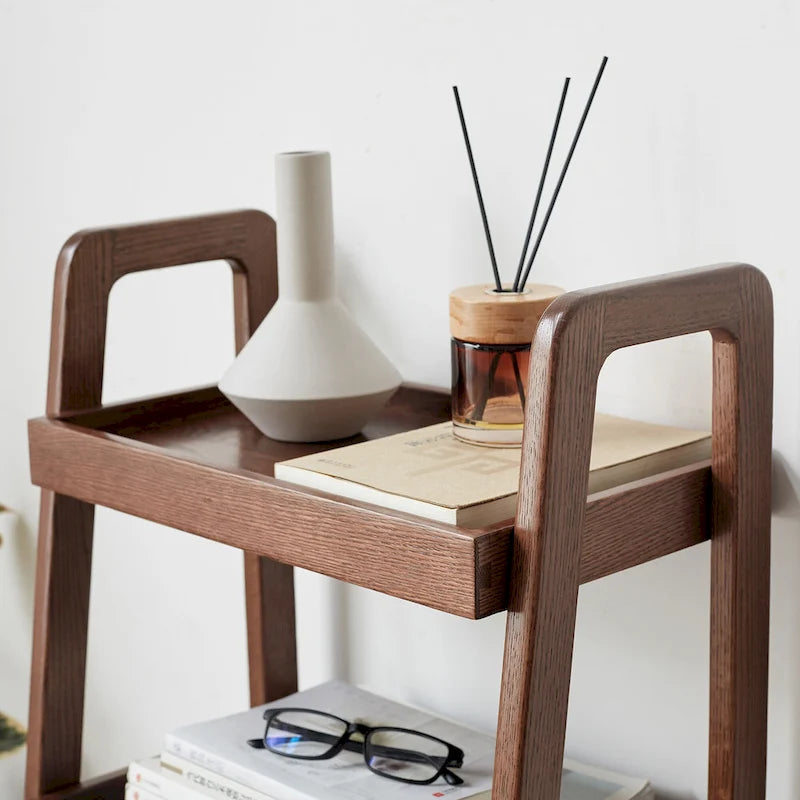 Wooden Storage Bench with Open Shelves