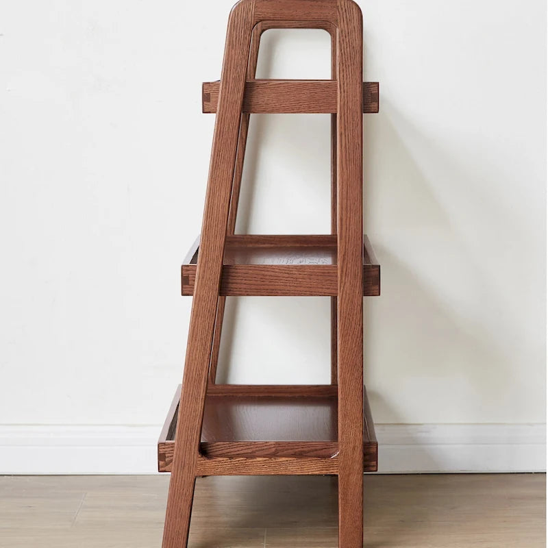 Wooden Storage Bench with Open Shelves