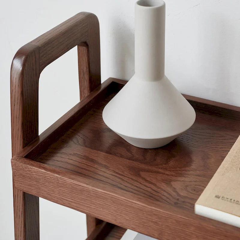 Wooden Storage Bench with Open Shelves