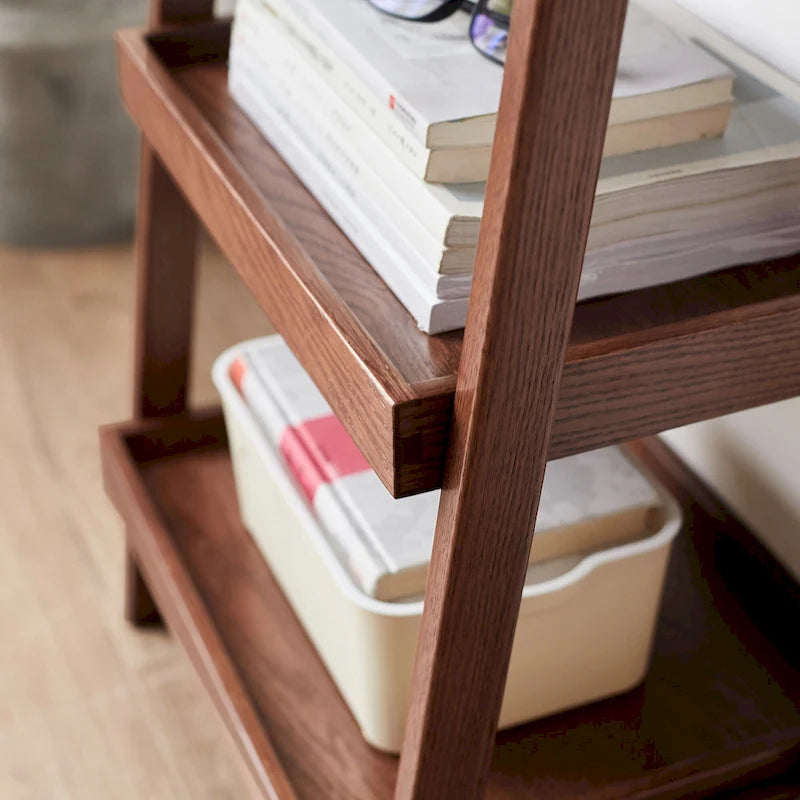 Wooden Storage Bench with Open Shelves