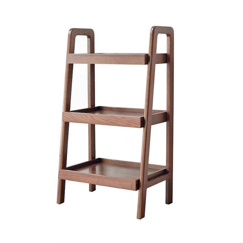 Wooden Storage Bench with Open Shelves