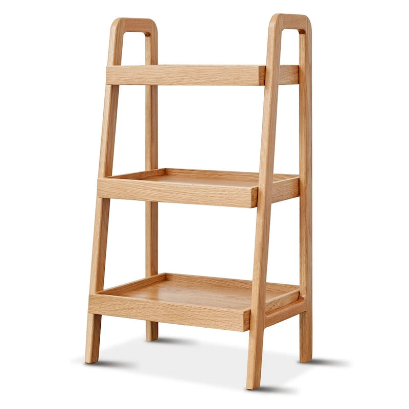 Wooden Storage Bench with Open Shelves