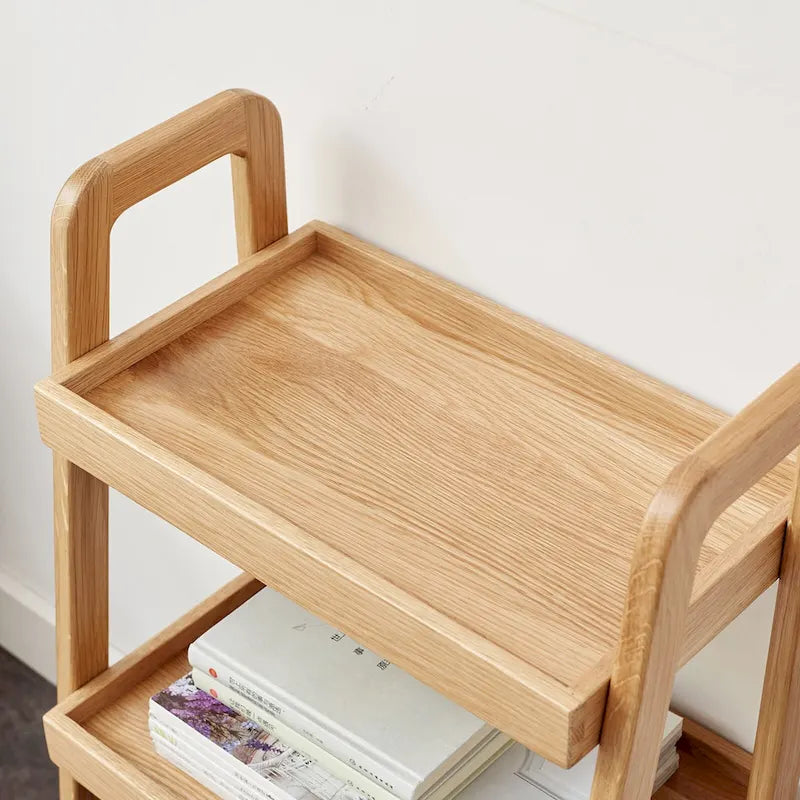 Wooden Storage Bench with Open Shelves