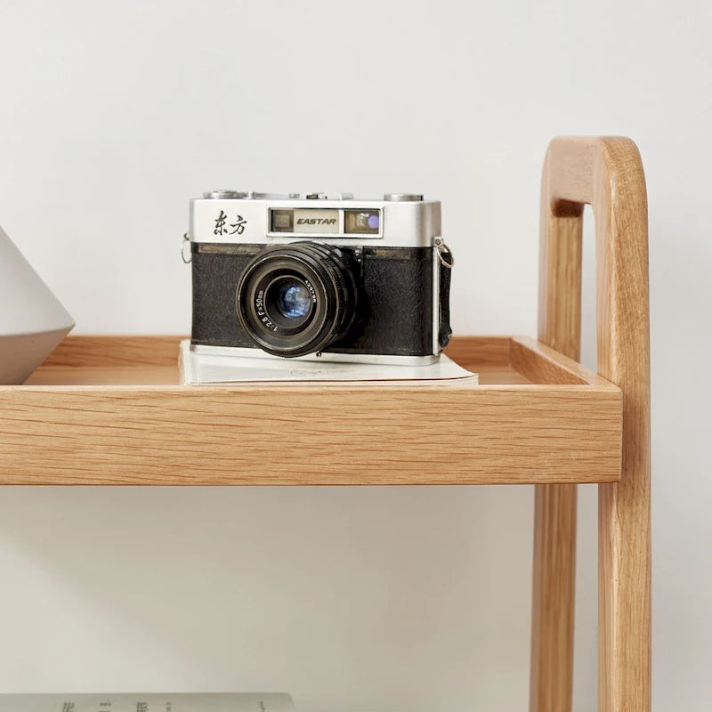 Wooden Storage Bench with Open Shelves