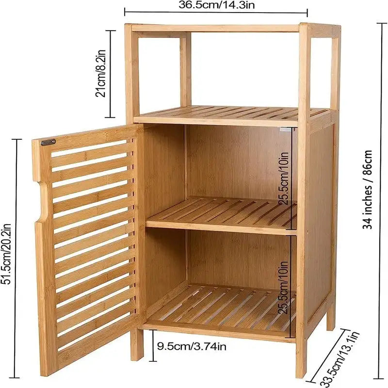 Compact Bamboo Storage Cabinet with Louvered Door