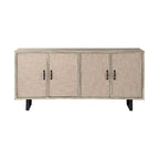 Brown Fir Wood Sideboard with Fabric-Covered Doors - 68 x 15.5 x 31.5 in