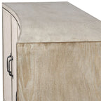 Brown Fir Wood Sideboard with Fabric-Covered Doors - 68 x 15.5 x 31.5 in