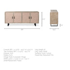 Brown Fir Wood Sideboard with Fabric-Covered Doors - 68 x 15.5 x 31.5 in