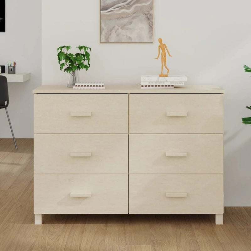 vidaXL Sideboard Buffet Console Cabinet with Storage HAMAR Solid Wood Pine - 44.5 x 15.7 x 31.5