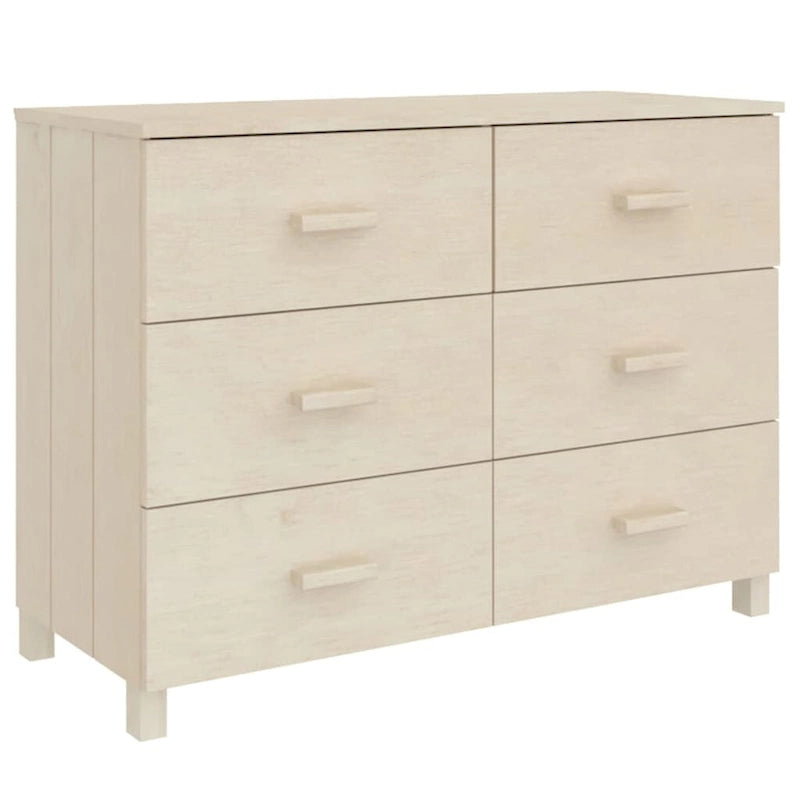 Solid Pine Sideboard with 6 Drawers - 44.5 x 15.7 x 31.5
