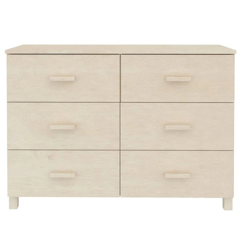 Solid Pine Sideboard with 6 Drawers - 44.5 x 15.7 x 31.5