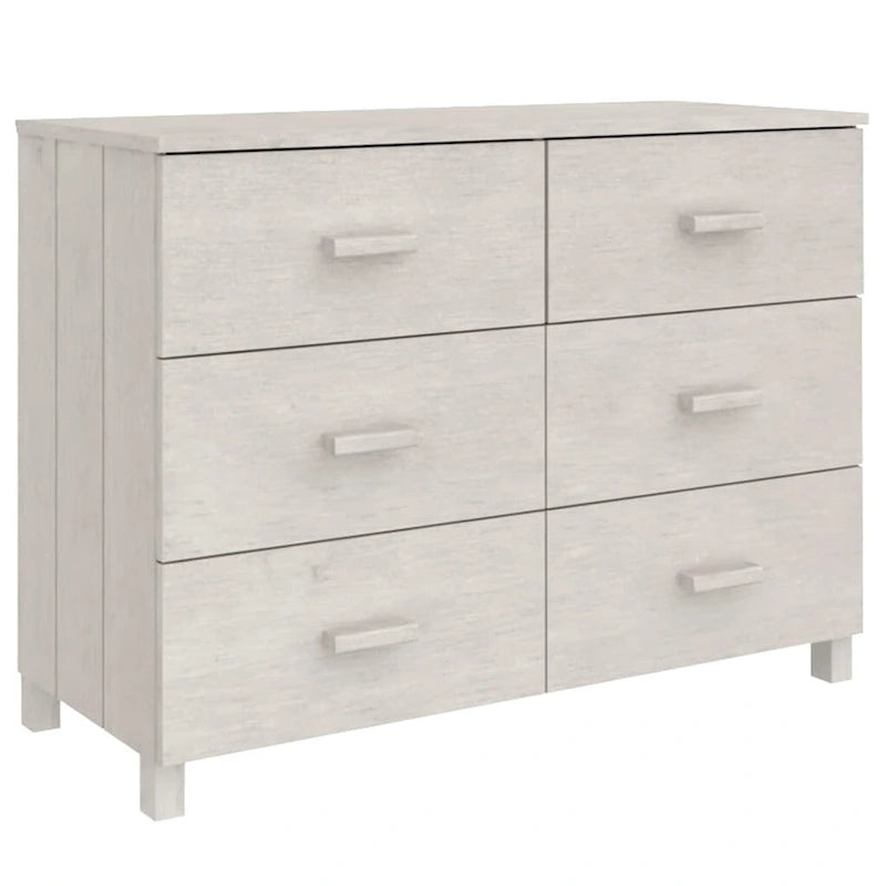 Solid Pine Sideboard with 6 Drawers - 44.5 x 15.7 x 31.5