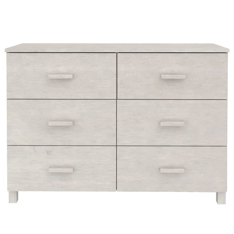 Solid Pine Sideboard with 6 Drawers - 44.5 x 15.7 x 31.5