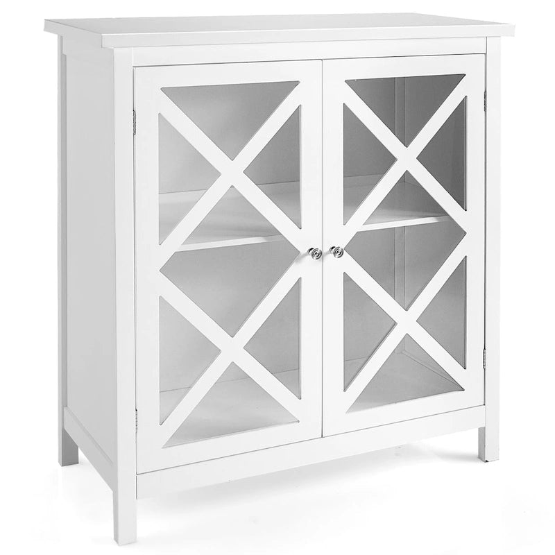 Kitchen Buffet Sideboard Storage Cabinet with Glass Doors