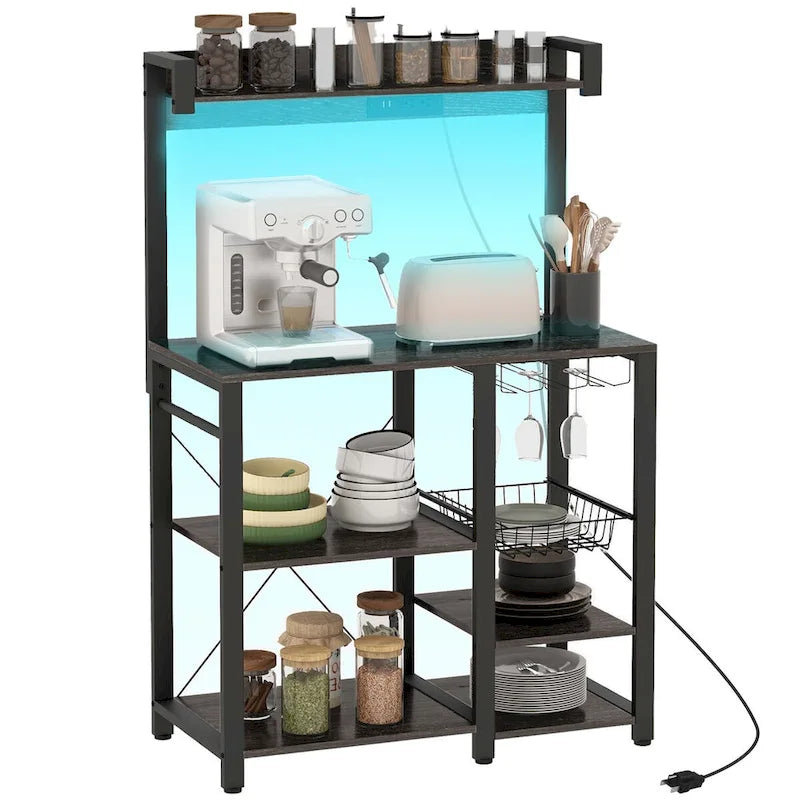 Industrial Baker's Rack with LED Lights and Power Outlets
