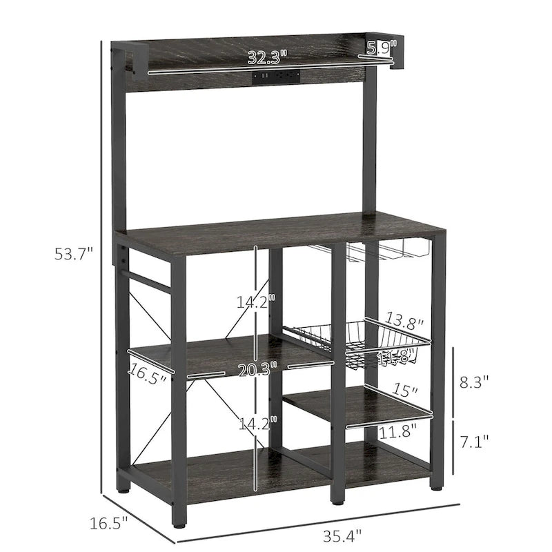 Industrial Baker's Rack with LED Lights and Power Outlets