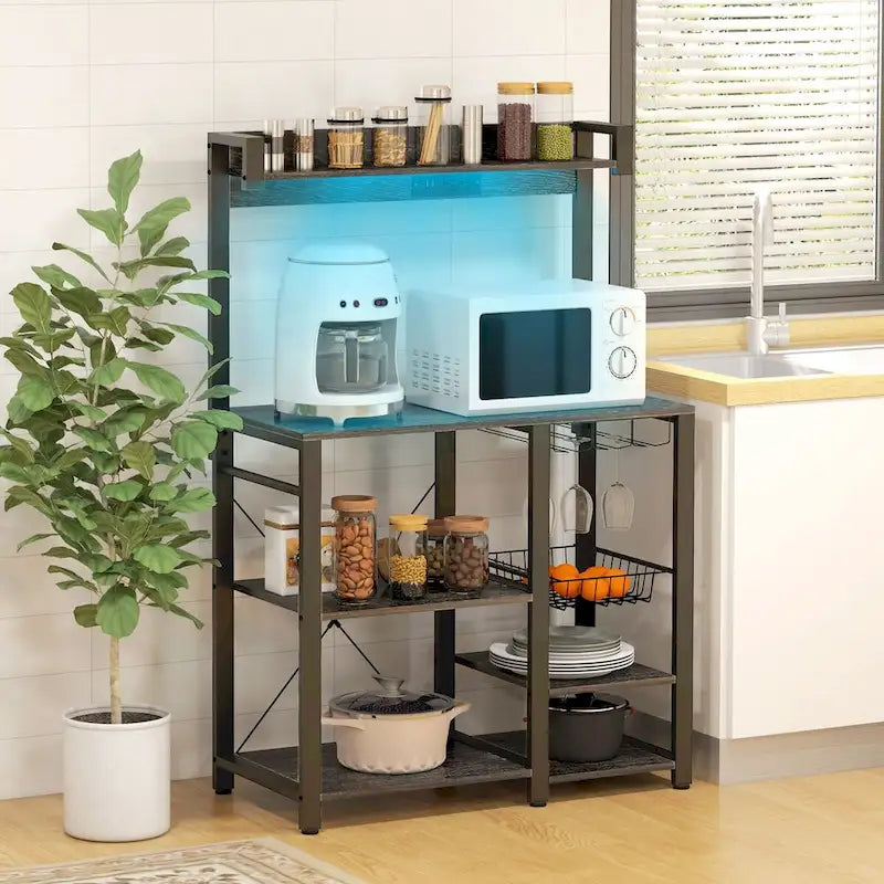 Industrial Baker's Rack with LED Lights and Power Outlets