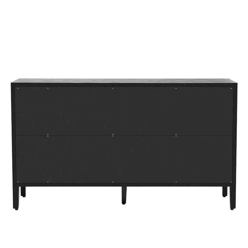 Wooden Storage Cabinet with 3 Glass Doors and Adjustable Shelves