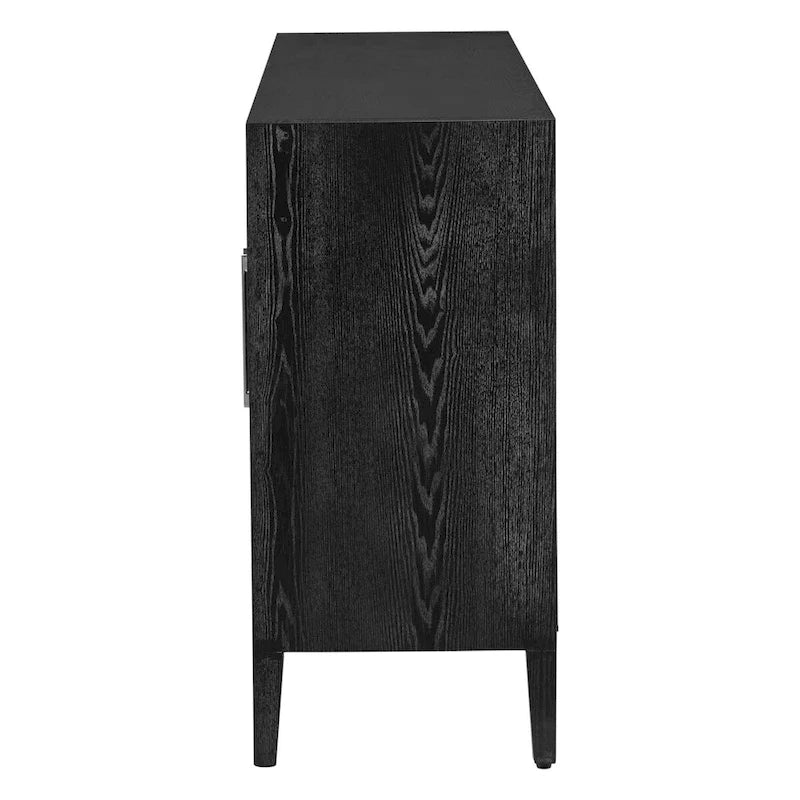 Wooden Storage Cabinet with 3 Glass Doors and Adjustable Shelves
